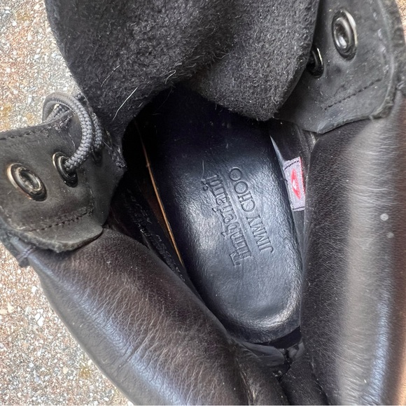 JIMMY CHOO X TIMBERLAND Nubuck Glitter Ankle Boots 7 Black Gunmetal - Picture 2 of 5